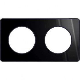 PLAQUE 2 POSTES ODACE ALUMINIUM BRILLANT FUME