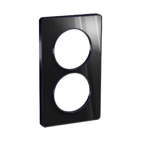 PLAQUE 2 POSTES ODACE ALUMINIUM BRILLANT FUME - VERTICAL