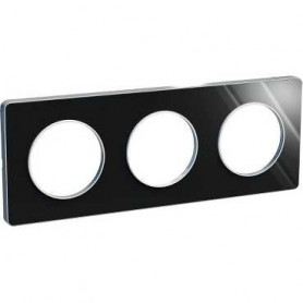 PLAQUE 3 POSTES ODACE ALUMINIUM BRILLANT FUME