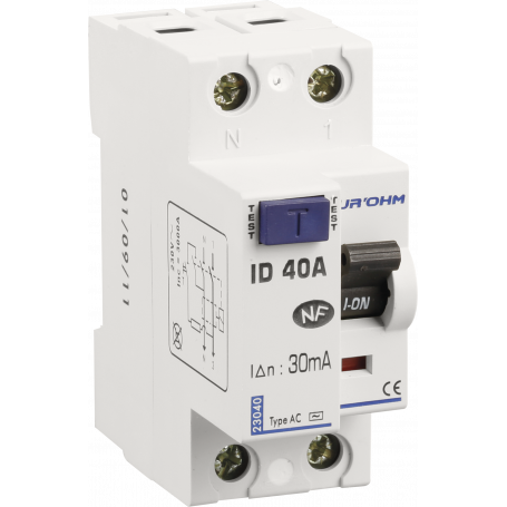 Interrupteur différentiels 40A type AC - Phase + Neutre