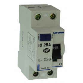 Interrupteur différentiel 25A type AC - Phase + Neutre Interrupteur différentiel 25A type AC - Phase + Neutre