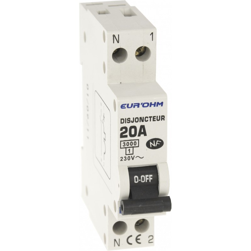 Disjoncteur 20A 1 Phase + neutre, Vente en ligne de disjoncteurs Eur