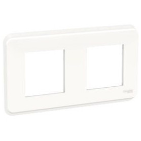 Plaque de finition - Blanc - Liseré transparent - 2 postes