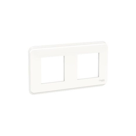 Plaque de finition - Blanc - Liseré transparent - 2 postes