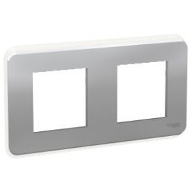 Plaque de finition - Alu - Liseré transparent - 2 postes