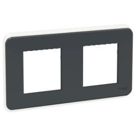 Plaque de finition - Anthracite - Liseré transparent - 2 postes