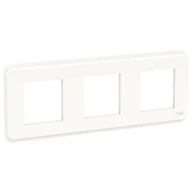 Plaque de finition - Blanc - 3 postes - Liseré transparent