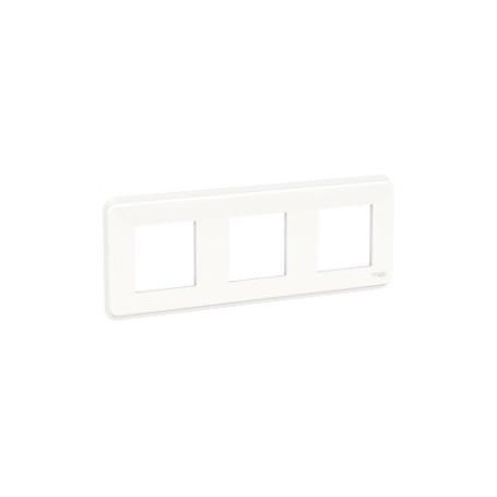 Plaque de finition - Blanc - 3 postes - Liseré transparent