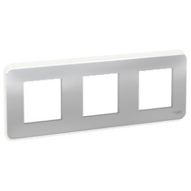 Plaque de finition - Alu - 3 postes - Liseré transparent