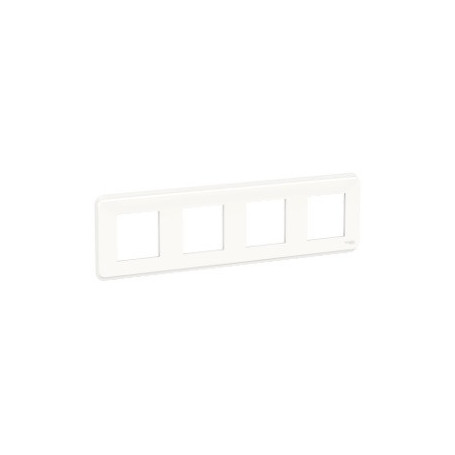 Plaque de finition - Blanc - 4 postes - Liseré transparent