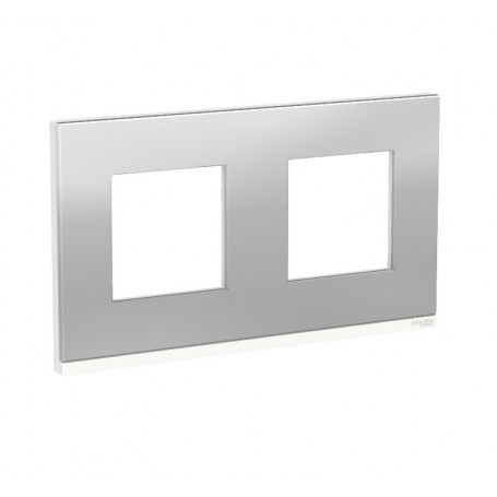 Plaque de finition - Aluminium liseré Blanc - 2 postes