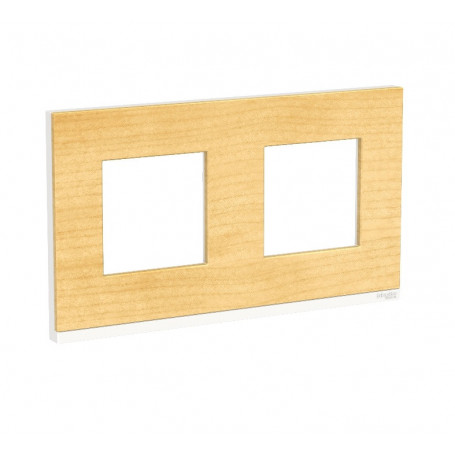 Plaque de finition - Bois nordique liseré blanc - 2 postes
