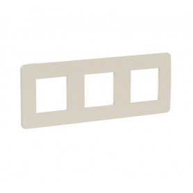 Plaque de finition - gris pierre liseré blanc - 3 postes